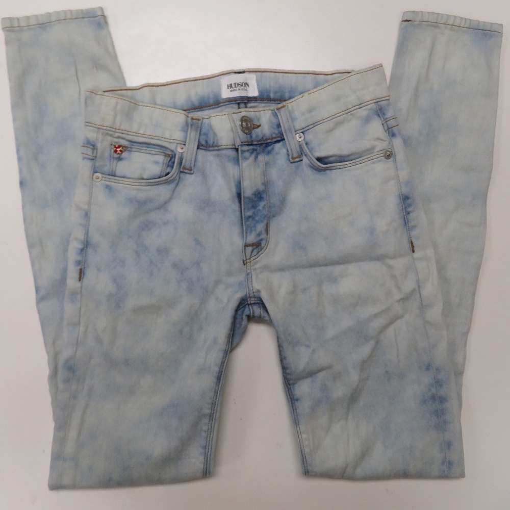 Hudson Nico Mid Rise‎ Super Skinny Jeans 24 x 29 Acid Wash Blue Womens